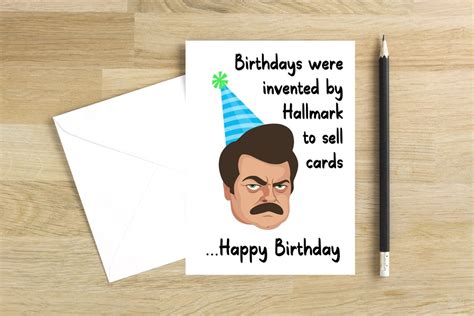 Funny Ron Swanson Birthday Card Parks And Recreation Birthday Card T For Parks And Rec Fans
