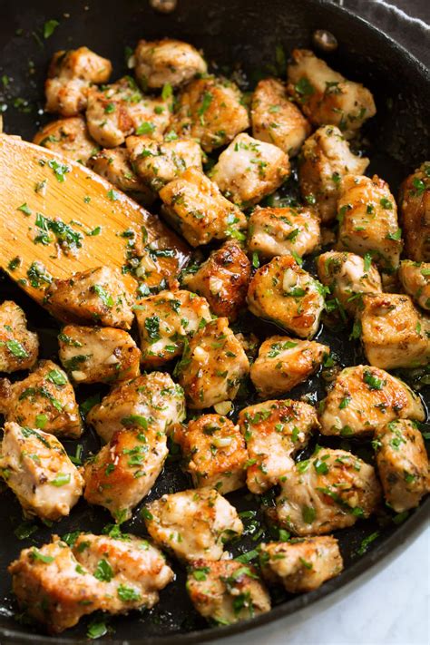 Add the cream, bring to a simmer, and take the sauce off the heat. Garlic Butter Chicken Bites (15-Minute Recipe!) - Cooking ...
