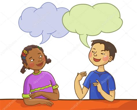 Niños Hablando Juntos Vector Gráfico Vectorial © Kimazo Imagen 69109245