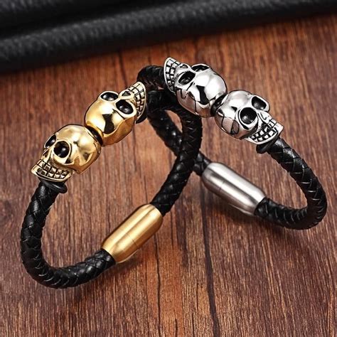 Genuine Leather Skulls Bracelets