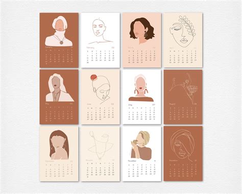 Female Art Calendar 2021 New 2021 Illustration Wall Calendar Etsy In