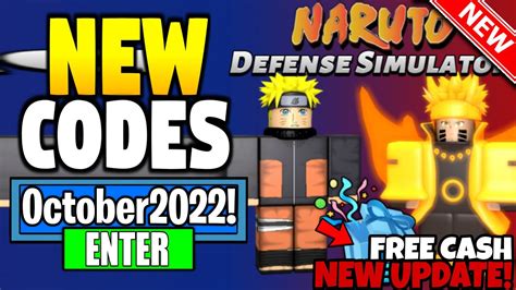 New Update All Working Codes For Naruto Defense Simulator October 2022