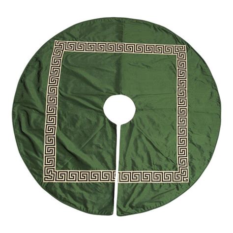 Emerald Green Dupioni Silk Greek Key Christmas Tree Skirt Christmas