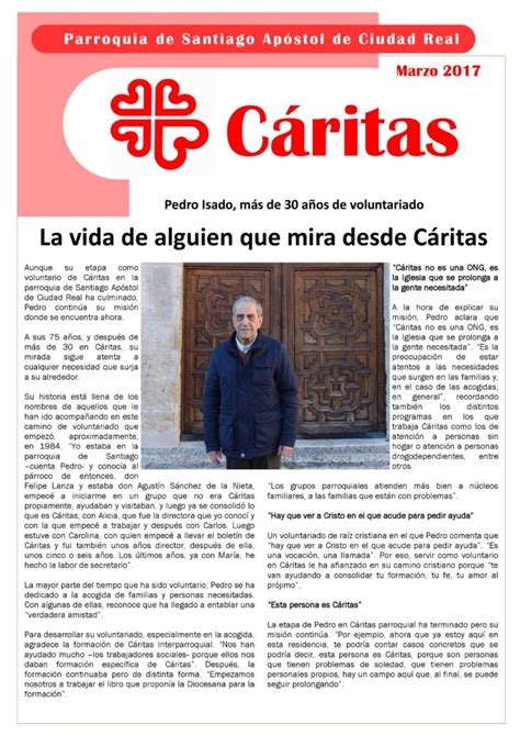 Boletín Informativo Cáritas Marzo 2017 Parroquia Santiago Parroquia