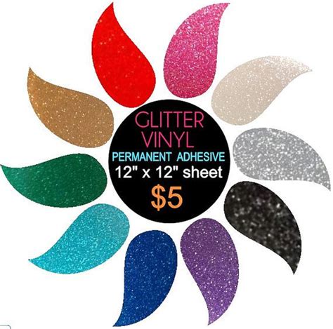 Glitter Vinyl Permanent Adhesive 3 Qty Sheets 10 By Havitalls Glitter