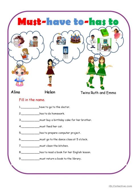 Must Have To Has To English Esl Worksheets Pdf And Doc