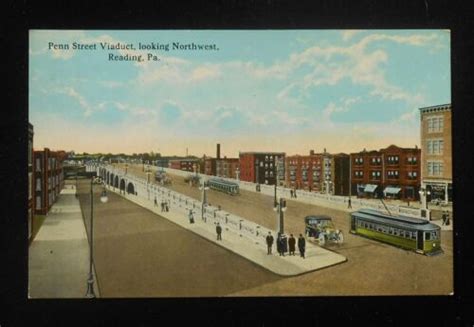 1910s Penn Street Viaduct Looking Northwest Trolleys Antique Cars