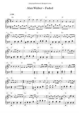 This is the free faded sheet music first page. play popular music, Faded - Alan Walker, free piano sheet ...