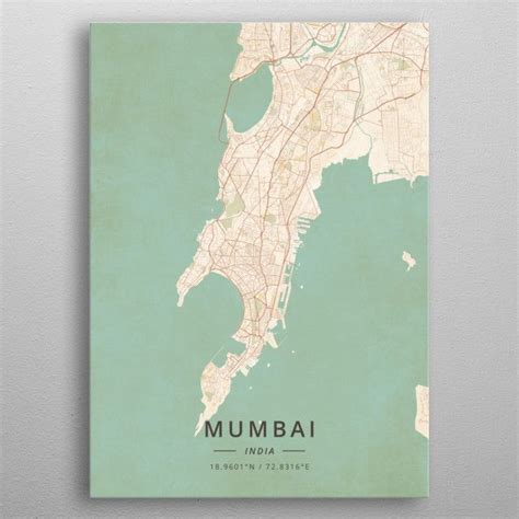 Mumbai India Poster By Designer Map Art Displate Map Art Print