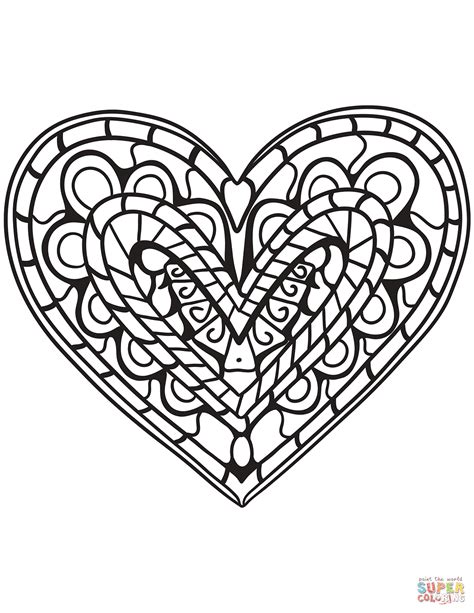 Heart Zentangle Coloring Page Free Printable Coloring Pages