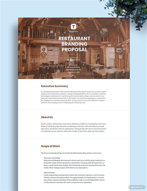 Restaurant Proposal Word Templates Design Free Download