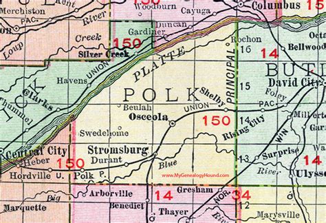 Polk County Nebraska Map 1912 Osceola Stromsburg Shelby