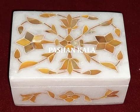 Golden Gold Mother Of Pearl Marble Inlay Box For Giveaway For Home