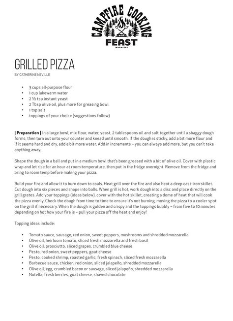Print Your Copy Pizza Recipes