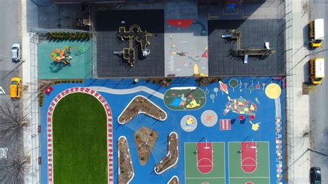 An Overhead View Of A Playground With Lots Of Play Equipment