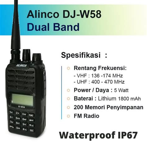 Jual Ht Handy Talky Alinco Dj W58 Walkie Talkie Dual Band Waterproof