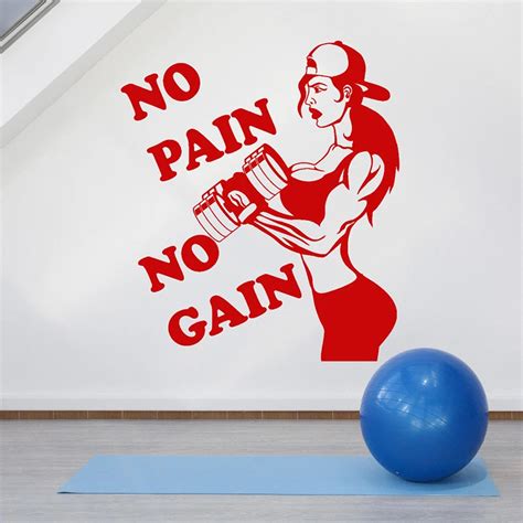 Creative Vinyl Wall Decal Motivation Words Quote Sport Gym Fitness Girl