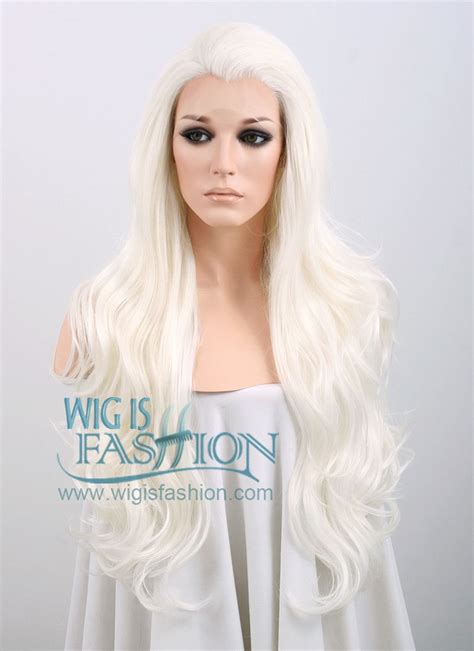 26 Long Curly White Platinum Blonde Lace Front Synthetic Fashion Wig