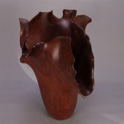 Mid Century Modern Style Freeform Carved Rosewood Sculpture Signed Phom