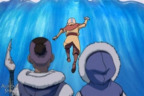 Aang Climbing Up A Ridge Of Ice After Hearing Appa Growl From The