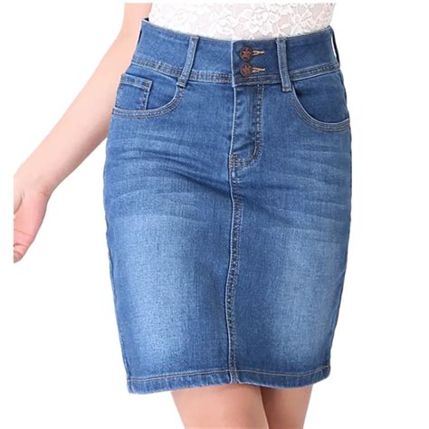Buy 2016 New Casual Women Summer Saias Plus Size Denim Jeans Skirt Ladies Long