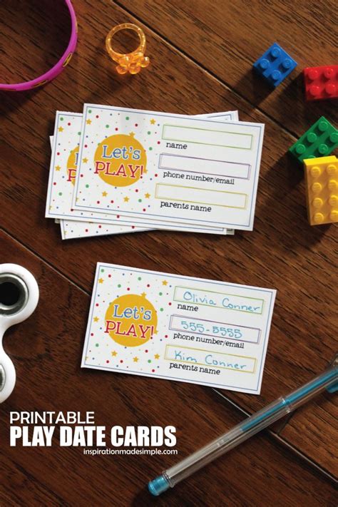 Printable Play Date Cards For Kids Inspiration Made Simple
