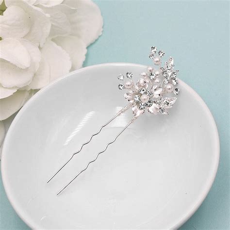 Swarovski Crystal Pearl Wedding Hair Pin Bridal Hair Accessories