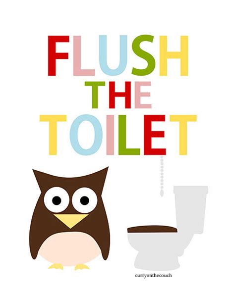 Flush The Toilet Sign For Kids