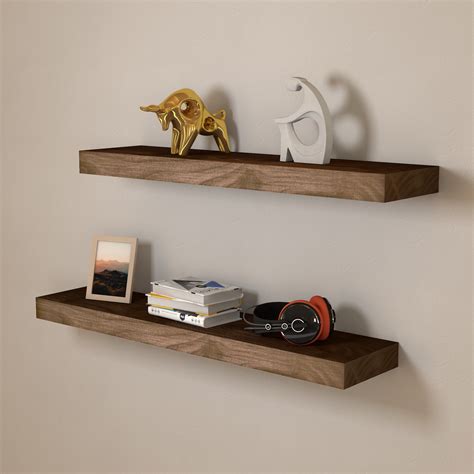 Kalefu Floating Shelves Rustic Natural Wood Wall Shelf Open Shelving