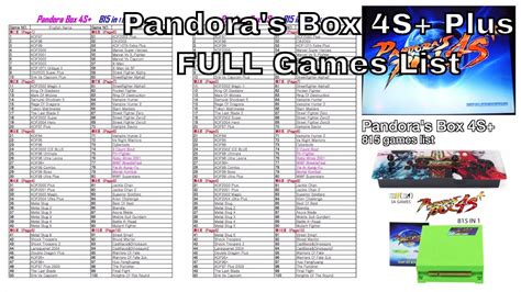 Pandoras Box 4s Plus 815 Arcade Full Games List Youtube
