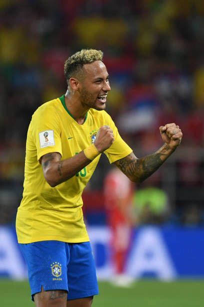 Brazils Forward Neymar Celebrates At The End Of The Russia 2018 World