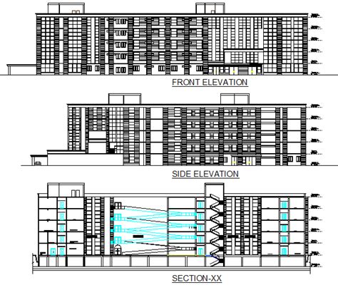 Elevation And Section Hospital Detail Dwg File Cadbull