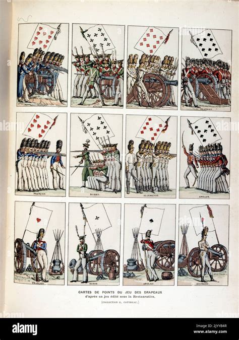 Coloured Illustration Of Playing Cards Depicting Figures From The Game