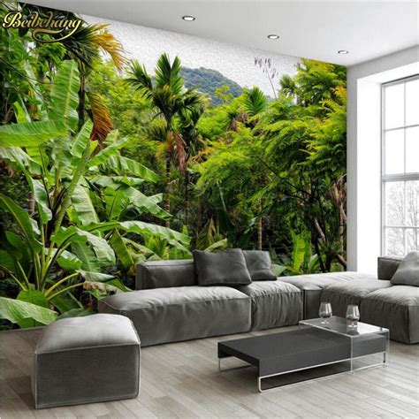 Beibehang Retro Tropical Rainforest Wallpaper Hotel Living Room 3d