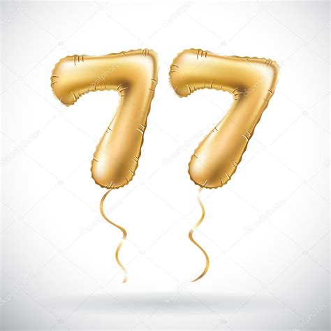 Vector Golden Number 77 Seventy Seven Metallic Balloon Party
