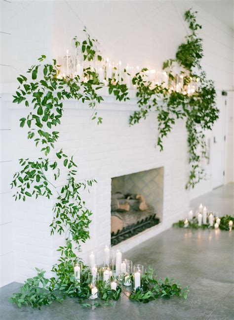 fireplace, greenery installation | Wedding fireplace, Wedding decor