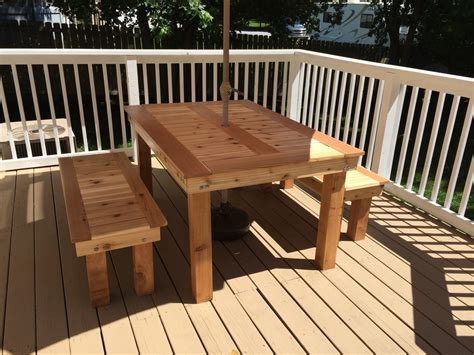 Garden benches typically come equipped with a nice strong back. Ana White | Cedar Outdoor Dining Table and Benches - DIY ...