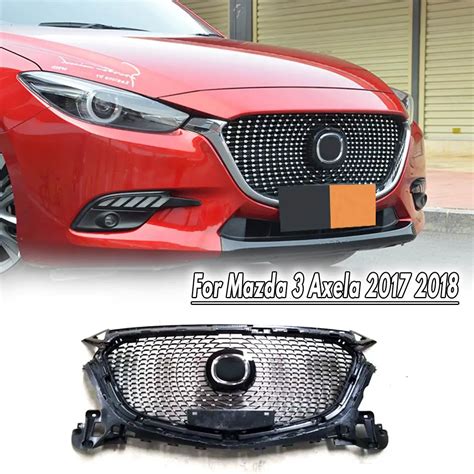 Glossy Blackchrome Modified Diamond Front Bumper Upper Grille Grills