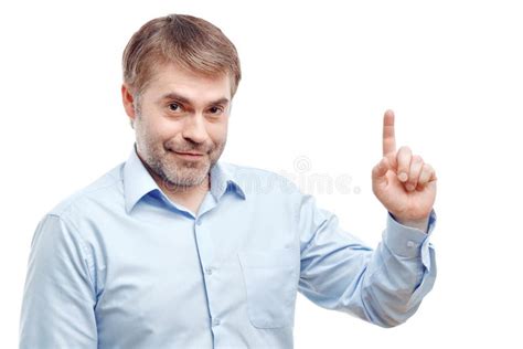 Nice Adult Man Holding His Finger Up Stock Photo Image Of Businessman