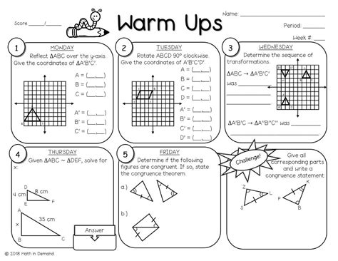 8th Grade Math Warm Ups Math In Demand