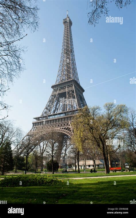 Eiffel Tower Viewed From Champ De Mars Paris France Stock Photo Alamy