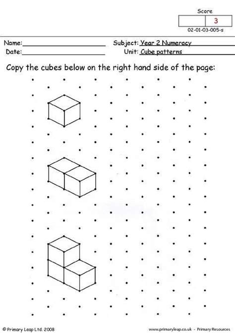 Cube Worksheets For Kindergarten Primaryleap Cube Patterns 1 Worksheet