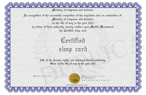 Certified Simp Card
