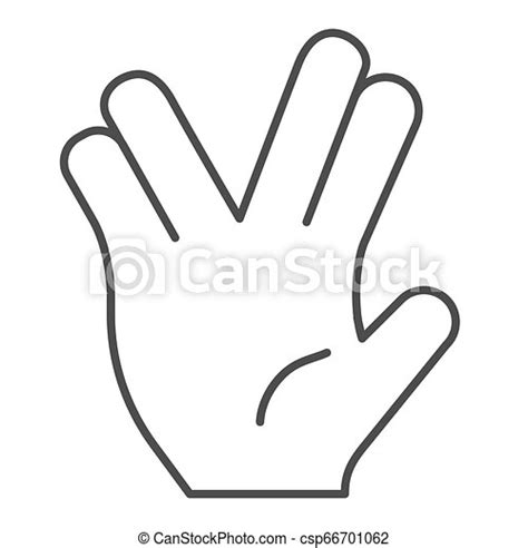 Two Fingers Divide Gesture Thin Line Icon Hand With Middle Fingers