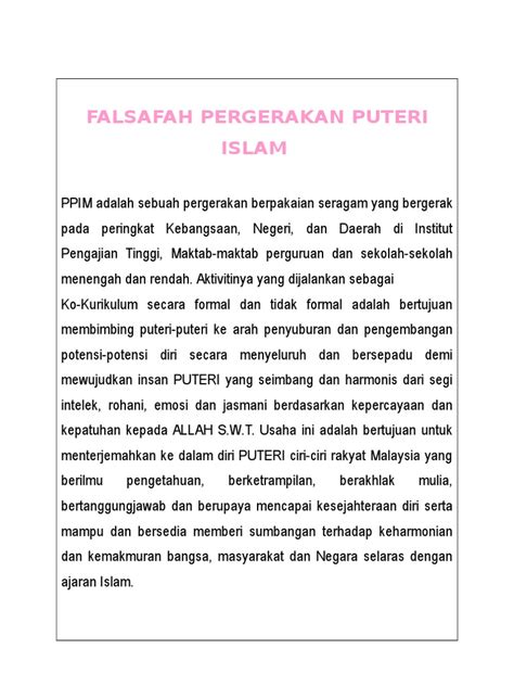 2.2 menambah pengetahuan tentang pergerakan puteri islam malaysia (ppim) Buku Log Puteri Islam