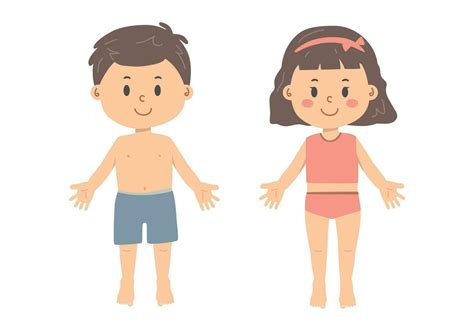 Human Body Vector Illustration Flat Style Cute Boy And Girl Body