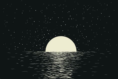 Seascape With Moon At The Night Sea Creative Daddy