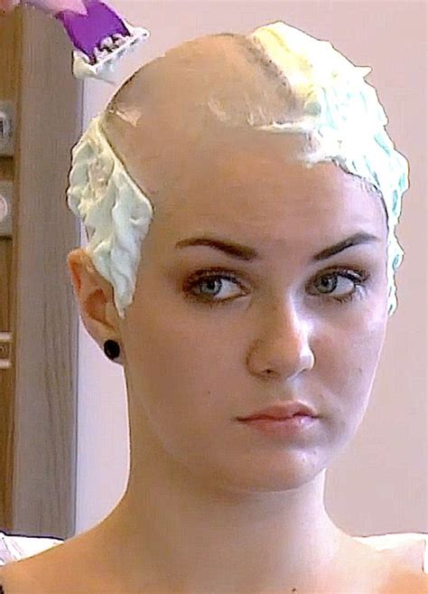 Pin By David Connelly On Bald Women Covered In Shaving Cream
