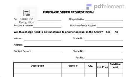 Purchase Order Request Form Template Free Download Edit Fill Create