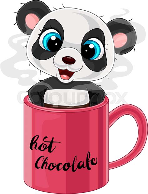 Cartoon Cute Baby Panda In Red Cup Stock Vector Colourbox